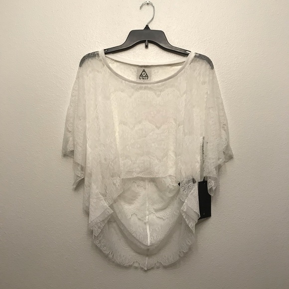 UNIF Tops - 1 DAY SALE❤️ NWT UNIF Poncho Sleeve White Lace Top